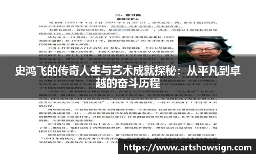 哈哈体育史鸿飞的传奇人生与艺术成就探秘：从平凡到卓越的奋斗历程